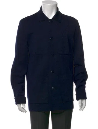 Pre-owned Saint James Wool Collar Cardigan In Blue