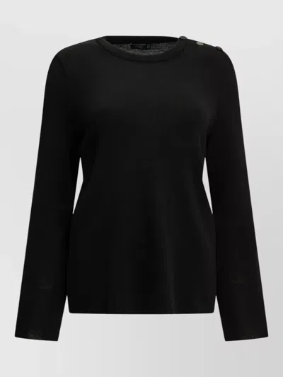 Saint James Wool Knit Sweatshirt In Black