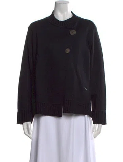 Pre-owned Saint James Wool Mock Neck Sweater In Black