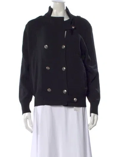 Pre-owned Saint James Wool Open Front Sweater In Black