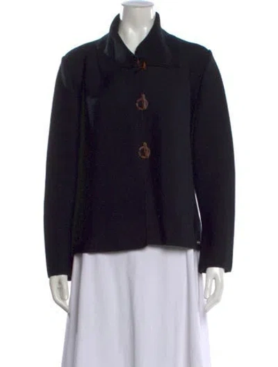 Pre-owned Saint James Wool Open Front Sweater In Black