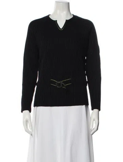 Pre-owned Saint James Wool V-neck Sweater In Black