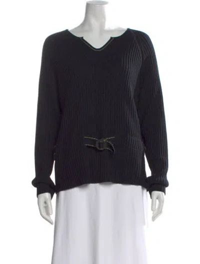 Pre-owned Saint James Wool V-neck Sweater In Black