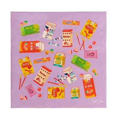 Saint Jane Women's Pink / Purple Asian Snacks, Lilac Silk Twill Scarf In Pink/purple