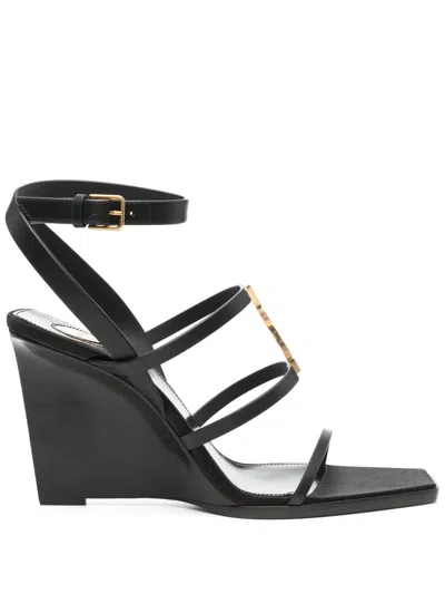 Saint Laurent 100mm Cassandra Sandals In Black