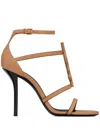 Saint Laurent Logo Strappy Sandals In Brown