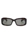 Saint Laurent Rectangle-frame Sunglasses In ブラウン