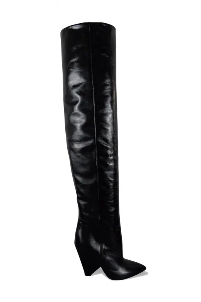 Saint Laurent Niki 105 Over The Knee Boots In Black