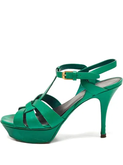 Pre-owned Saint Laurent 105mm Leather Platform Sandals