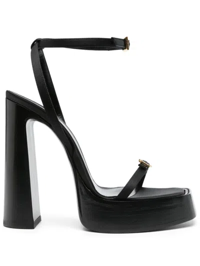 Pre-owned Saint Laurent 105mm Platz Sandals In Black