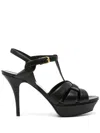 Saint Laurent Tribute Black Sandals With Platform In Patent Leather Woman