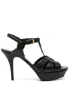 Saint Laurent Tribute Platform Sandals In Smooth Leather Shoes In Black