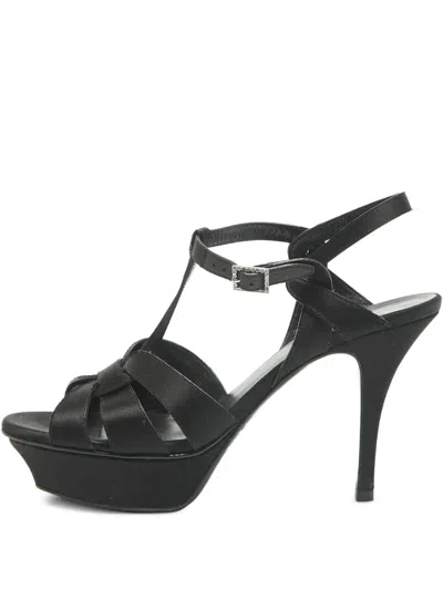 Pre-owned Saint Laurent 105mm Uncaged Sandals In Black