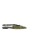 Saint Laurent Square-toe Velvet Ballet Flats In Green