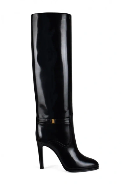 Saint Laurent Engraved Logo Stiletto 100mm In Black