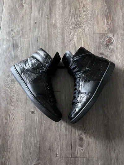 Pre-owned Saint Laurent 10h Black Croc Sneakers