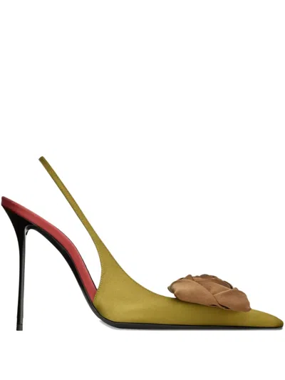Saint Laurent 110mm Amalia Slingback Heeled Pumps In Green