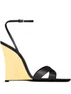 Saint Laurent 110mm Crossover-straps Wedge Sandals In Animal Print