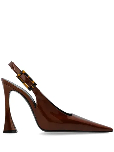Saint Laurent Dune 110mm Patent-leather Pumps In Brown