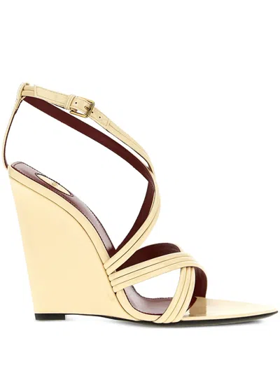Saint Laurent 110mm Leather Cross-strap Wedge Sandals