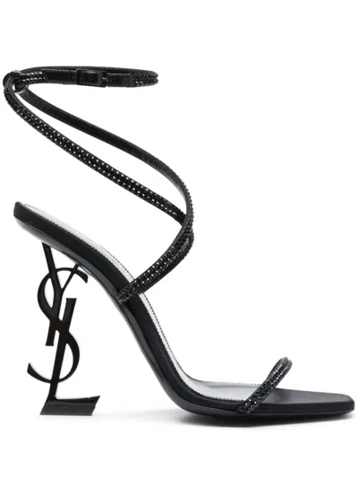 Pre-owned Saint Laurent 110mm Opyum Sandals In Black