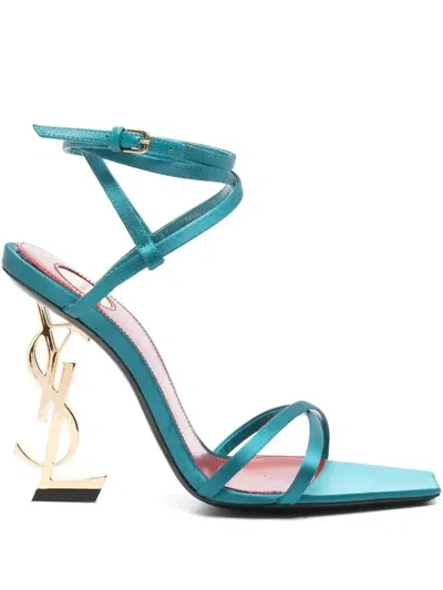 Saint Laurent 110mm Opyum Sandals In Blue