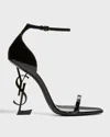 Saint Laurent 110mm Opyum Ysl Patent Leather Sandals With Black Hardware In Black
