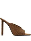Saint Laurent Sept Crystal-embellished Satin Mules In Brown