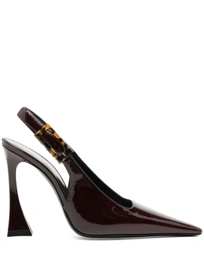 Saint Laurent Dune Patent-leather Slingback Pumps In Black