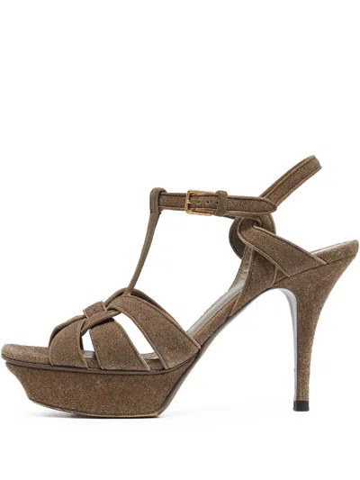 Pre-owned Saint Laurent 110mm Tribute Platform Sandals
