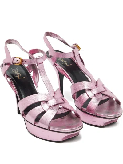 Pre-owned Saint Laurent 110mm Tribute Platform Sandals