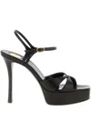 Saint Laurent Debbie 110 Leather Platform Sandals In Black