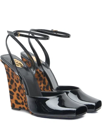 Saint Laurent 110mm Wedge-heel Sandals In Multi