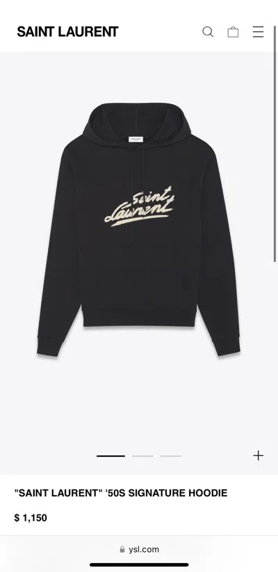 Pre-owned Saint Laurent $1150  50's Signature Logo Hoodie Black M