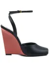 Saint Laurent La Scandale Wedge Sandal In 蓝色