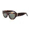 Saint Laurent Brown Sunglasses With Thick Frame And Tortoiseshell Print In Acetate Woman In Havana-havana-green