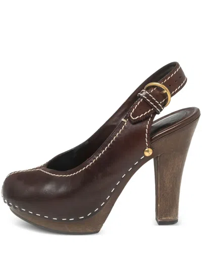 Pre-owned Saint Laurent 120mm Platform Slingback Pumps