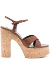 Saint Laurent Bianca High-heeled Sandals In Brown