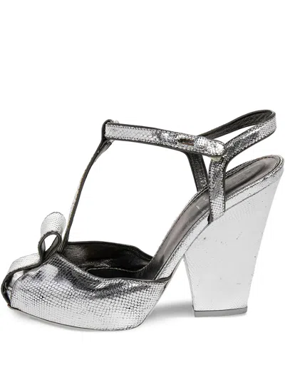 Pre-owned Saint Laurent 125mm T-strap Leather Sandals