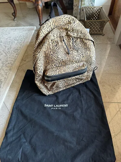 Pre-owned Saint Laurent $1290  City Backpack Bag Leopard