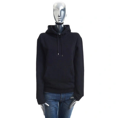 Pre-owned Saint Laurent 1290$ Women's Black Fleece Hoodie - Embroidered Logo