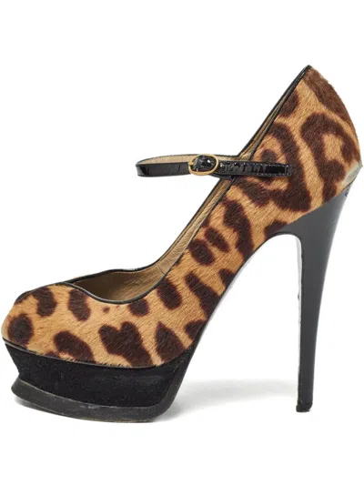 Pre-owned Saint Laurent 130mm Leopard-print Platform Pumps