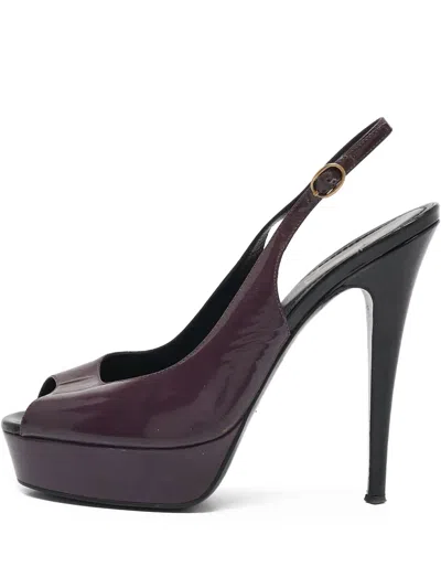 Pre-owned Saint Laurent 130mm Peep-toe Platform Sandals