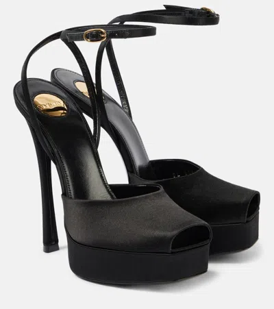 Saint Laurent La Scandale 135 Satin Crêpe Platform Sandals In Black