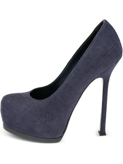 Pre-owned Saint Laurent 140mm Denim Pumps