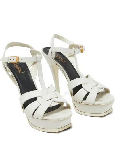Pre-owned Saint Laurent 140mm Leather Heeled Sandals
