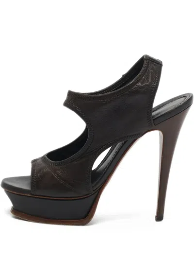 Pre-owned Saint Laurent 140mm Leather Platform Sandals