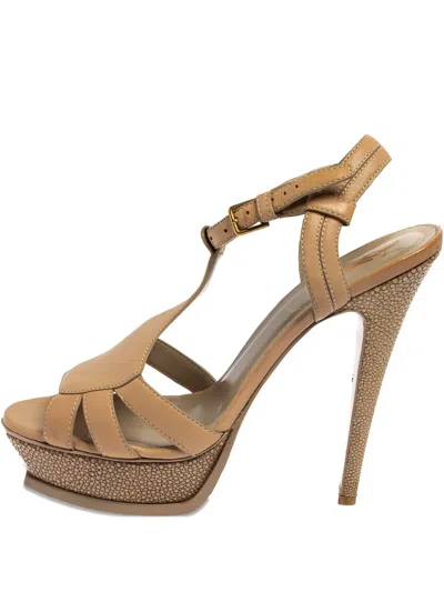 Pre-owned Saint Laurent 140mm Leather Platform Sandals