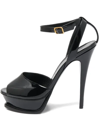 Pre-owned Saint Laurent 145mm Leather Heeled Sandals In Black