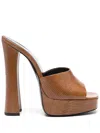 Saint Laurent Boogie 110 Lizard-effect Leather Platform Mules In Neutrals